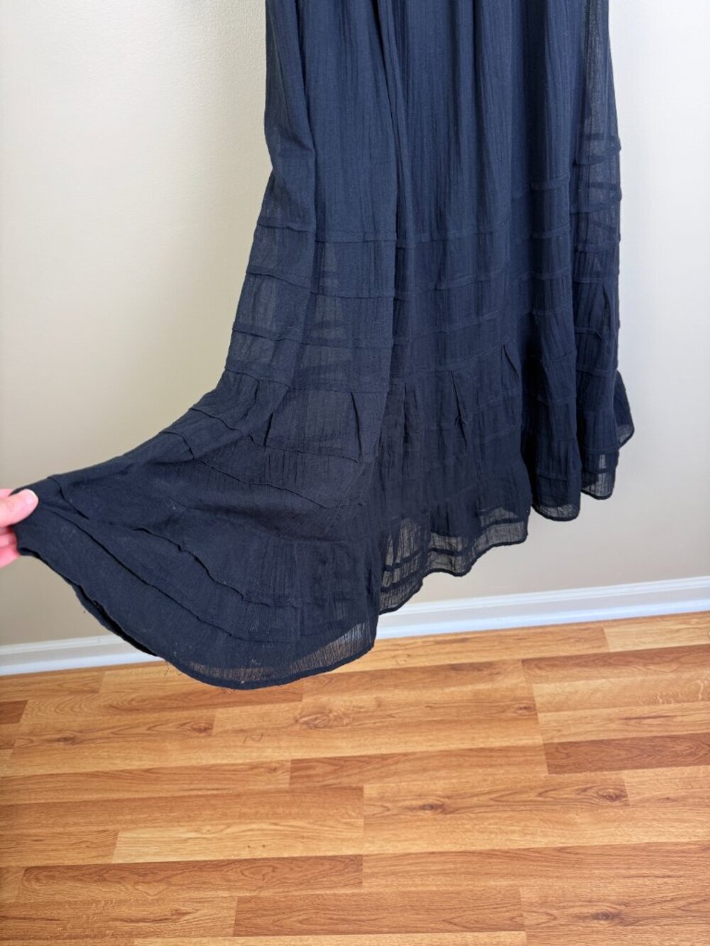 Free People Let's Be Friends black midi dress with a back cutout and puff sleeve - Picture 11 of 16